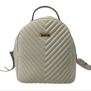 Aldo Spiros Mini Backpack Bone White Faux Leather Double Strap 1/2 Zip Purse